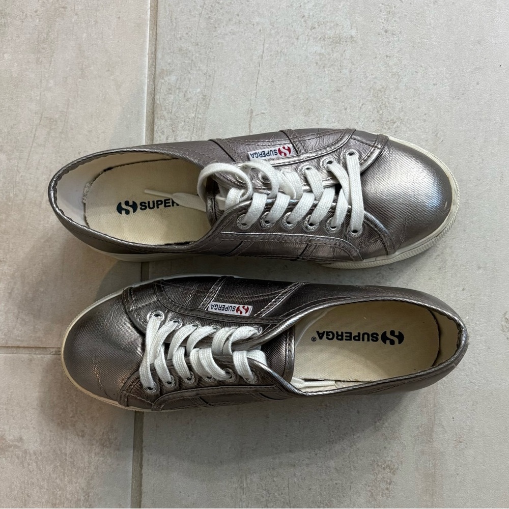 Superga Metallic Silver Sneakers